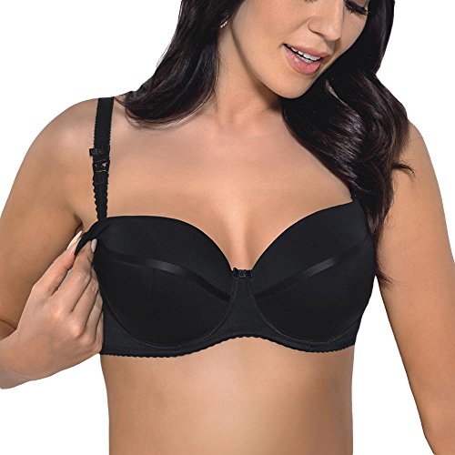 Gorsenia MK01 Ana Still-BH Dame Umstandsmode Musterlos Bügel Regulierbar EU, Schwarz,75G von Gorsenia