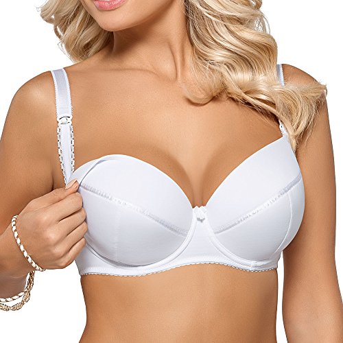 Gorsenia MK01 Ana Still-BH Dame Umstandsmode Musterlos Bügel Regulierbar EU, Weiß,70G von Gorsenia
