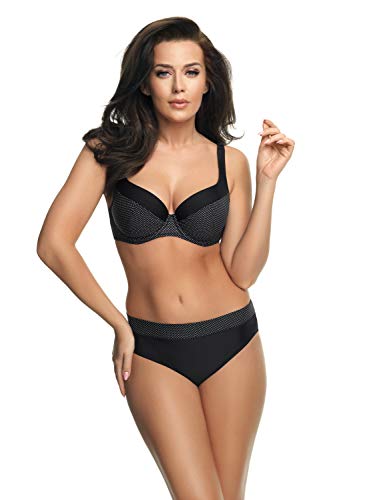 Selente My Secret 1875 attraktiver Bikini in großen Größen mit vorteilhaftem Schnitt, Bikini Schwarz/Weiß gepunktet, BH 80E / Slip L von Selente