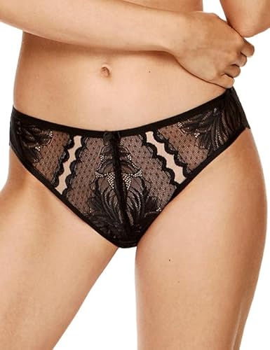 Gorteks Astrid-F Höschen, Damen Panty Spitzenhöschen, Baumwollschritt, Weiche und Bequem Slip Komfort – 44, Schwarz von Gorteks