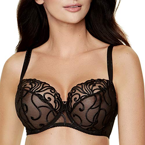 Gorteks Fiore-B2 BH Damen weich und bequem mit bügel ohne polsterung BH aus Stickerei für Große und Kleine Brüste - 85C, Schwarz Gorteks Fiore-B2 BH Damen weich und bequem mit bügel ohne polsterung BH aus Stickerei für Große und Kleine Brüste - 85C, Schwarz von Gorteks