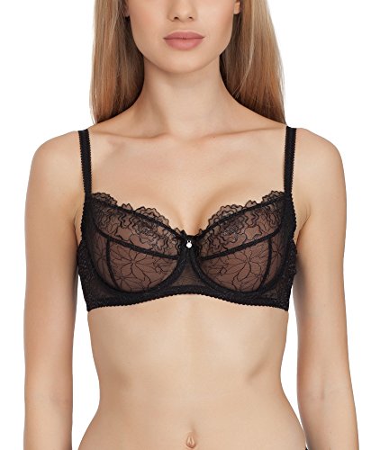 Gorteks Pamela/B2 BH Weiche Unterwäsche Damen, sexy Spitzen-BH Frauen-BH. Gesunde und schöne Brüste. Schönheit und Mode. (Schwarz, 75G) von Gorteks