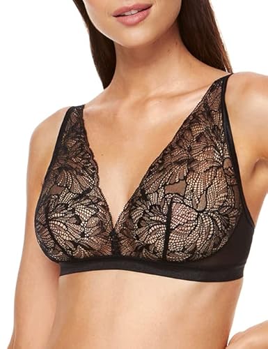 Gorteks Harlow-B2 Weicher BH ohne Bügel Bralette Spitzen-BH Komfort - 70B, Schwarz von Gorteks