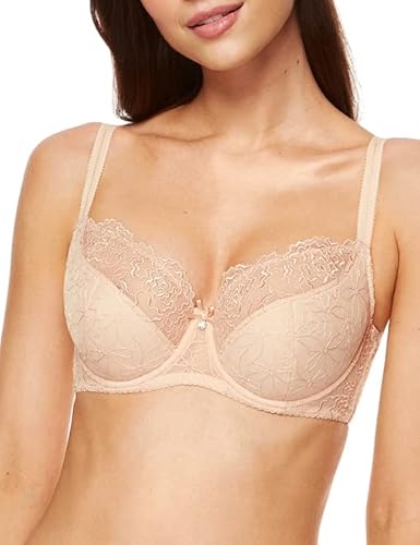 Gorteks Pamela-B3 halb gepolsterter BH, Stickerei-BH, Komfort – 70E, Beige von Gorteks