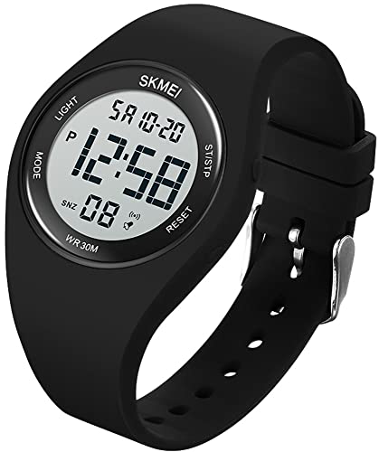 Gosasa Lässiger einfacher Stil Silikonarmband Damen Herren Sportuhren 30M wasserdicht, Digital-Schwarz-Weiß von Gosasa