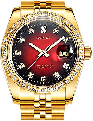 TEINTOP Sangdo Armbanduhr für Herren Automatikuhren Mechanischer Edelstahlband(Gold Rot) von Gosasa