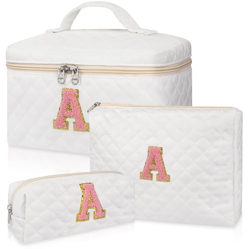 Personalisiertes Make-up-Taschen-Set, gesteppte Make-up-Tasche, große Kosmetiktasche mit Blumenmuster für Damen, niedliche Baumwoll-Make-up-Taschen, Blumenreise, Kulturbeutel, Teenager, Mädchen, von Gosect