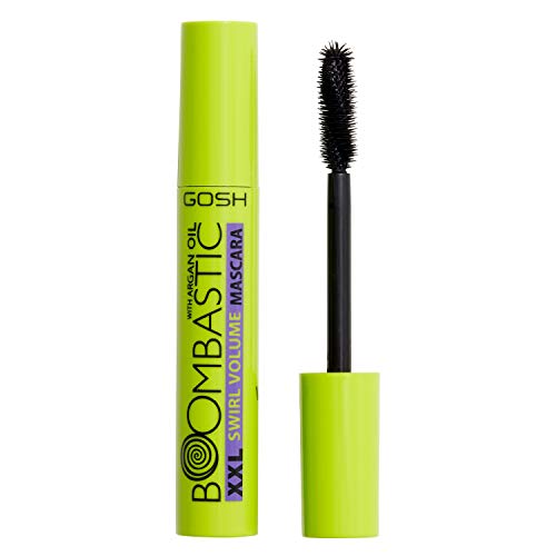 GOSH Boombastic Swirl Mascara mit Arganöl & Bambusextrakt für Pflege, Schwung & XXL Volumen I präzise definierte, extra lange Wimpern ohne Klumpen I parfümfreie Wimperntusche I 001 Black von GOSH