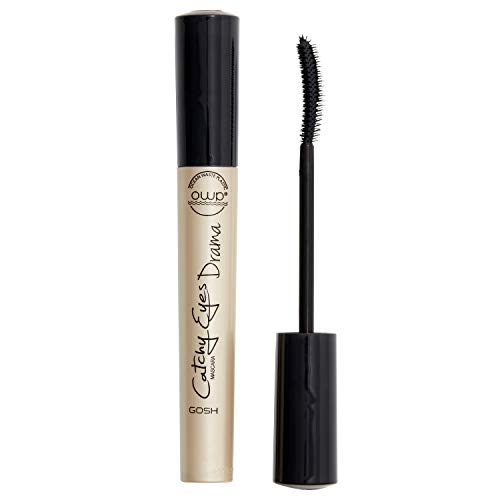 GOSH Catchy Eyes Drama Mascara für XL Volumen & Schwung I hält bis 24h I vegan, parfümfrei & allergie-verträglich I schwarze Wimperntusche in Ocean Waste Recycling-Verpackung I 001 Black von GOSH