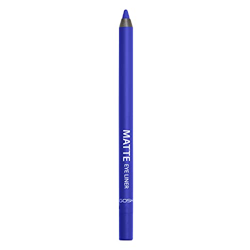 GOSH Matte Eyeliner in leuchtendem Blau I cremig weiche Textur für einfaches Auftragen I hohe Deckkraft, ideal für Smokey Eyes I perfekt zu Maskara I vegan & parfümfrei I 008 Crazy Blue von GOSH