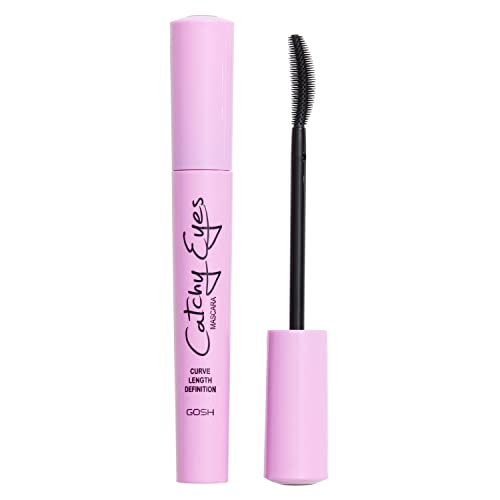 GOSH Catchy Eyes Mascara Allergy Certified für extra lange, definierte Wimpern mit Cat Eye Effekt I Hypoallergene Wimperntusche für Allergiker & Kontaktlinsenträger I parfümfrei I 001 Black von GOSH