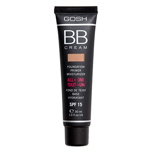 GOSH BB Cream 3-in-1: Primer, Foundation & Feuchtigkeitscreme, 30ml I Make-Up für ein gepflegtes Hautbild & strahlenden Teint I Abdeckung von Unreinheiten & Rötungen I 100% Vegan & LSF 15 I 002 Beige von GOSH