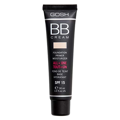 GOSH BB Cream 3-in-1: Primer, Foundation & Feuchtigkeitscreme, 30ml I Make-Up für ein gepflegtes Hautbild & strahlenden Teint I Abdeckung von Unreinheiten & Rötungen I 100% Vegan & LSF 15 I 001 Sand von GOSH