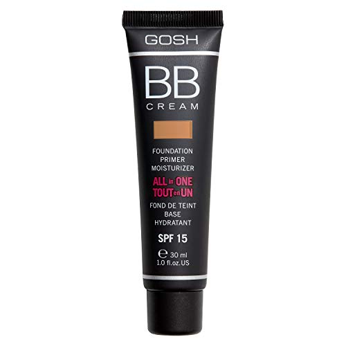 GOSH, BB Cream 3in1 Primer Foundation Feuchtigkeitscreme 30ml I MakeUp für ein gepflegtes Hautbild strahlenden Teint I Abdeckung von Unreinheiten Rötungen I Vegan LSF 15 I, 003 Warm Beige von GOSH