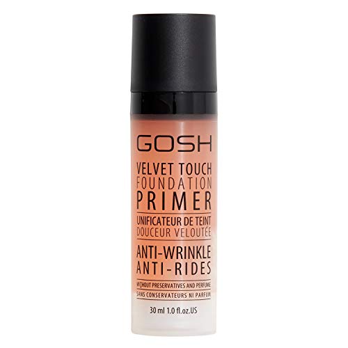 GOSH Velvet Touch Foundation Primer Anti Wrinkle, die perfekte Makeup-Grundlage I glattere & weiche Haut bei Falten & Unebenheiten I für bessere Hautelastizität I vegan, parfümfrei & farblos I 30ml von GOSH