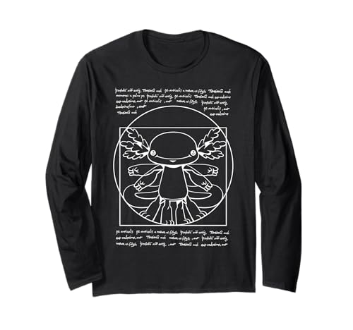 Axolotl Shirt - Lustig Vitruvian Man Art Renaissance Axolotl Langarmshirt von GoshWow