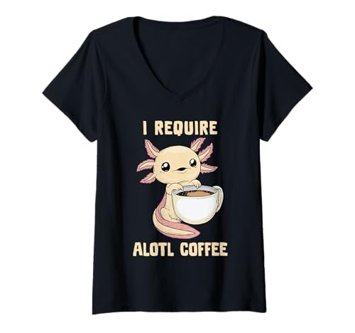 Damen Axolotl Shirt Ich benötige Alotl Coffee Cute Kawaii Axolotl T-Shirt mit V-Ausschnitt Damen Axolotl Shirt Ich benötige Alotl Coffee Cute Kawaii Axolotl T-Shirt mit V-Ausschnitt von GoshWow