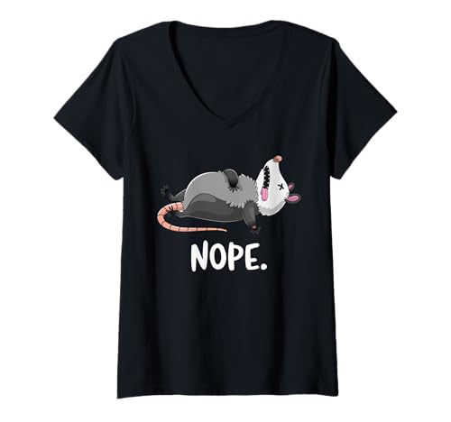 Damen Dead Opossum Nope Funny Possum Beuteltier Attitude Humor T-Shirt mit V-Ausschnitt Damen Dead Opossum Nope Funny Possum Beuteltier Attitude Humor T-Shirt mit V-Ausschnitt von GoshWow
