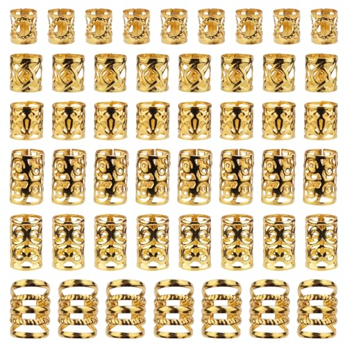 100stk Haarschmuck Gold, Haar Dreadlocks Schmuck Haarmanschetten aus Metall für Zöpfe Goldene Geflochtene Haarspangen Dreadlock-Zubehör für Frauen von Gosknor