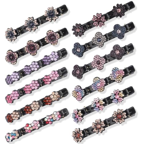 12stk Geflochtene Haarspangen, Funkelnde Geflochtene Haarspangen aus Kristallsteinen mit 3 Kleinen Spangen Geflochtene Haarspangen mit Blumenmuster Haarspangen mit Entenschnabelmotiv für Damen 12stk Geflochtene Haarspangen, Funkelnde Geflochtene Haarspangen aus Kristallsteinen mit 3 Kleinen Spangen Geflochtene Haarspangen mit Blumenmuster Haarspangen mit Entenschnabelmotiv für Damen von Gosknor