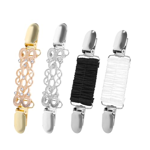 4 St Pullover Clips Vintage, Schal-Clips für Damenkleidung Retro-Cardigan-Kragenclips Rückengurt-Clips Oberhemd-Broschenclip Taillengurt-Clip für Schal Hemd Pullover von Gosknor