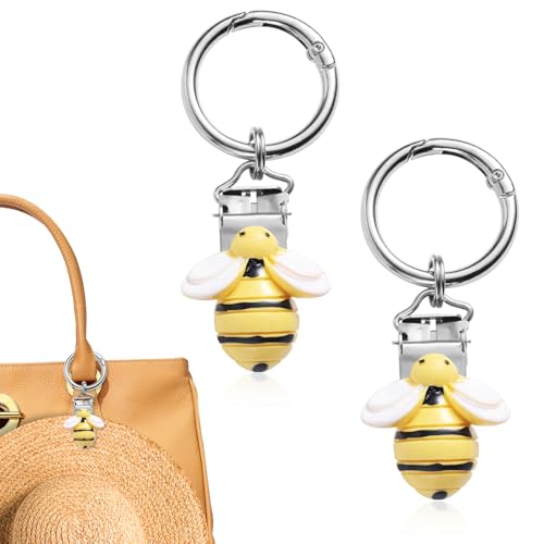 Gosknor 2 Stück Huthalter für unterwegs an der Tasche, Süße Reisehutclips in Bienenform Befestigungsclips aus Harz und Zinklegierung für Rucksäcke Geldbörsen Gepäck Praktisches Reisezubehör (Gelb) von Gosknor