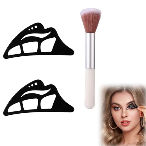 Gosknor 2 Stück Silikon Lidschatten Schablonen mit Pinsel, Lidschatten Tool Eyeliner Schablone für Augenflügel Schnelles Augen Make-up Essentials für Frauen Mädchen Anfänger Profis von Gosknor