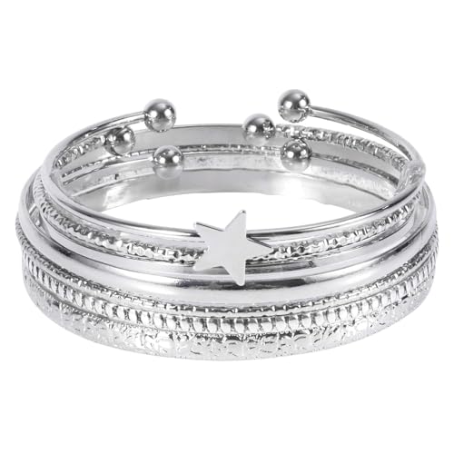 Gosknor 6 Stück Manschetten Armband Damen, Armreifen Trendig Mehrlagige Armreifen Zierlich Manschettenarmband Stapelbare Armbänder für Damen Schmuckgeschenke (Stil 1) von Gosknor