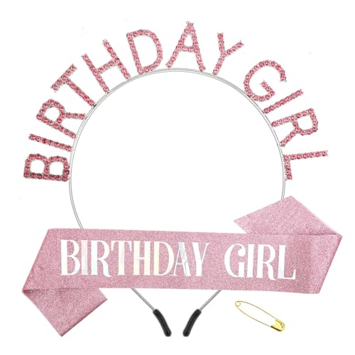 Schärpe und Stirnband für Geburtstagsmädchen, Rosa Glitzer-Geburtstagsschärpe Modisches Stirnband für Geburtstagsmädchen Geburtstagsparty-Accessoires für Frauen und Mädchen Schärpe und Stirnband für Geburtstagsmädchen, Rosa Glitzer-Geburtstagsschärpe Modisches Stirnband für Geburtstagsmädchen Geburtstagsparty-Accessoires für Frauen und Mädchen von Gosknor
