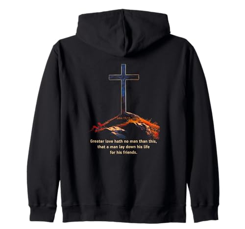 Greater Love Hath No Man Than This – John 15:13 Jesus Cross Kapuzenjacke Greater Love Hath No Man Than This – John 15:13 Jesus Cross Kapuzenjacke von Gospel of Salvation Christian Faith Evangelism