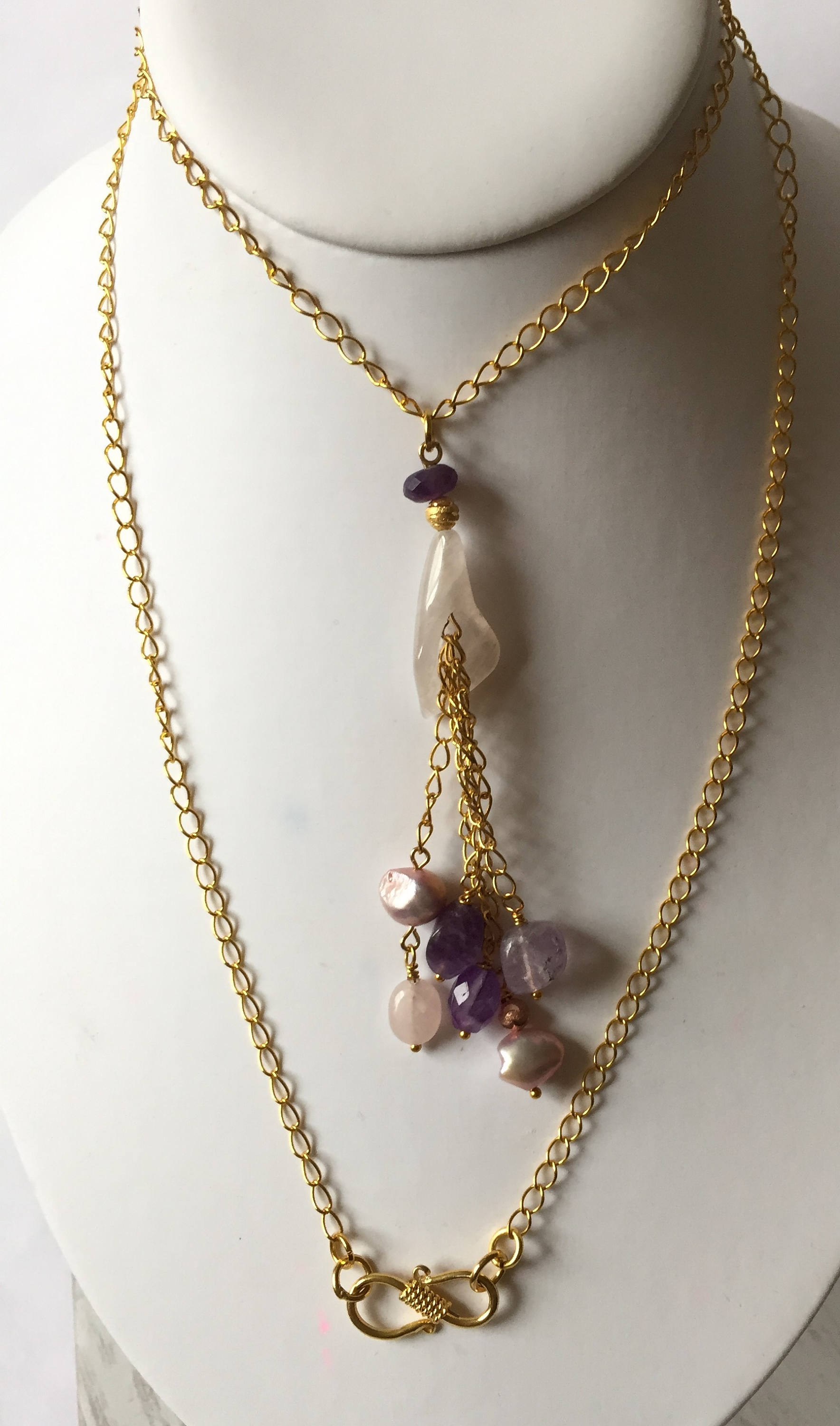 Rosenquarz Halskette - Rosenquarz - Lilly - Amethyst Flieder Perlen - Perlen Rosa Quarz von GossJewellery