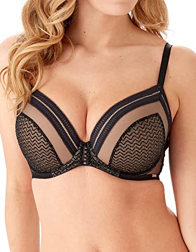 Gossard Damen Contradiction Gepolsterter Plunge-BH, schwarz/Silber, 75D von Gossard