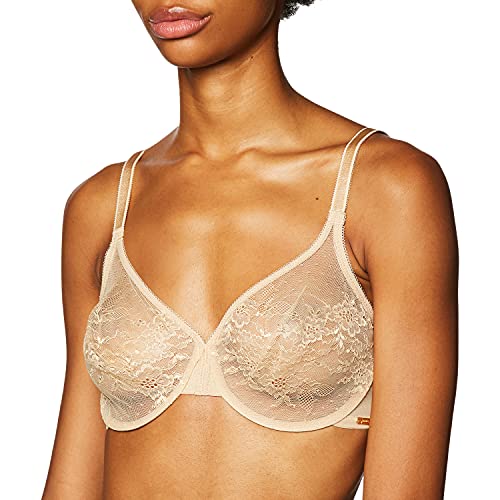 Gossard Damen Glossies Lace Sheer Bra Geformter BH, Durchsichtig, Beige (Nude), 80DD von Gossard