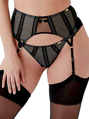 Gossard Damen Shadow Mesh Strapse Strumpfband, Schwarz (Schwarz/Grau), Large von Gossard