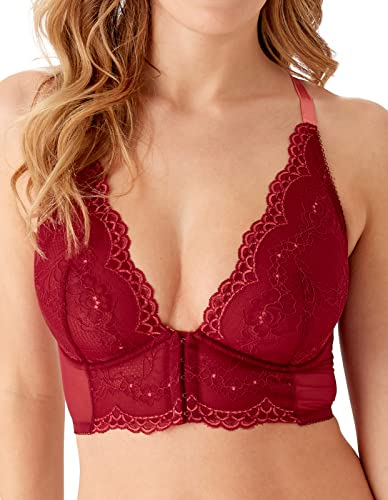 Gossard Damen Superboost Lace Deep V Bralet Bra Plunge-BH, Durchsichtig, Cranberry/Raspberry Sorbet, 32B von Gossard