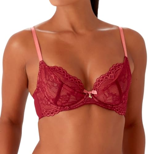 Gossard Damen Superboost Lace Non-Padded Bra Plunge-BH, Cranberry/Raspberry Sorbet, 30DD von Gossard