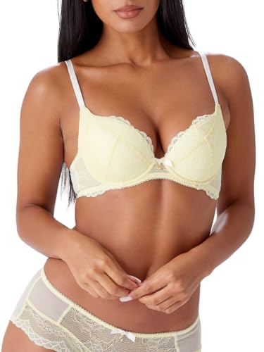 Gossard Damen Superboost Lace Padded Plunge Bra Gepolsterter BH, Undurchsichtige, Zitronengelb, 70D von Gossard