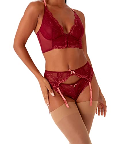 Gossard Damen Superboost Lace Suspender Strumpfhalter, Cranberry/Raspberry Sorbet, M von Gossard