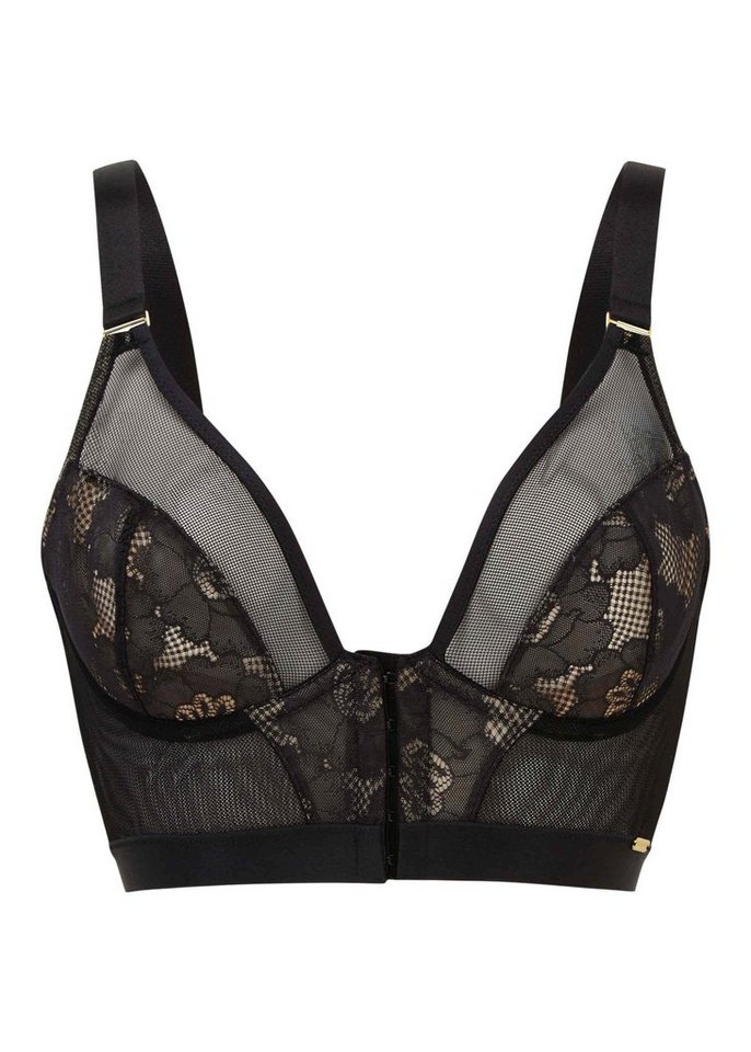 Gossard Longline-BH Femme Longline V-Bügel BH mit Frontverschluss Black 70 C (Longline BH, 1-tlg., Teilspitze) von Gossard