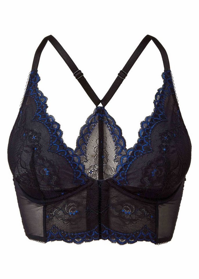 Gossard Longline-BH Lace Longline V-Bügel BH mit Frontverschluss Black/ Electric 80 F (Longline BH, 1-tlg., Spitze/Netz) von Gossard