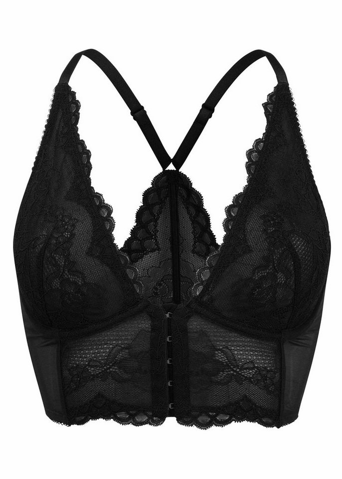 Gossard Longline-BH Lace Longline V-Bügel BH mit Frontverschluss Black 100 B (Longline BH, 1-tlg., Spitze/Netz) von Gossard