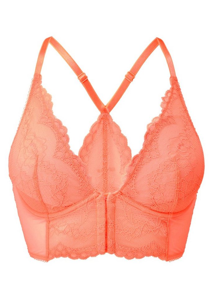 Gossard Longline-BH Lace Longline V-Bügel BH mit Frontverschluss Neon Coral 70 C (Longline BH, 1-tlg., Spitze/Netz) von Gossard