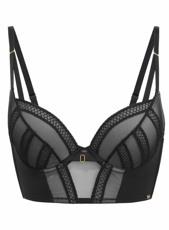 Gossard Longline-BH Shadow Mesh Longline Push-Up Black/Grey 80 E (Push-Up, 1-tlg., Netz) von Gossard