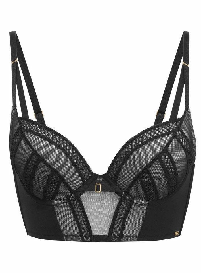 Gossard Longline-BH Shadow Mesh Longline Push-Up Black/Grey 70 C (Push-Up, 1-tlg., Netz) von Gossard
