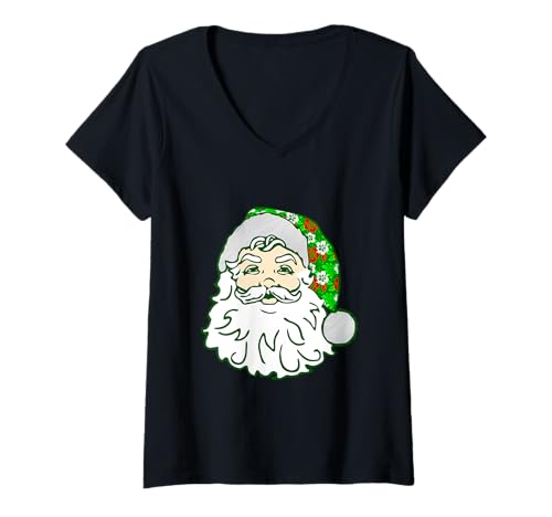 Damen Luau Christmas Hawaiian Santa Claus Hawaii Xmas Juli T-Shirt mit V-Ausschnitt von Gossip Rag