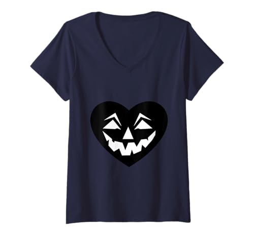 Damen Schwarz Halloween Herz Gothic Valentinstag gruselig finster gruselig T-Shirt mit V-Ausschnitt Damen Schwarz Halloween Herz Gothic Valentinstag gruselig finster gruselig T-Shirt mit V-Ausschnitt von gossip rag
