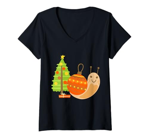 Damen Tropische Weihnachten Juli Schnecke Sommer hässliche Weihnachten Käfer Insekt T-Shirt mit V-Ausschnitt von Gossip Rag