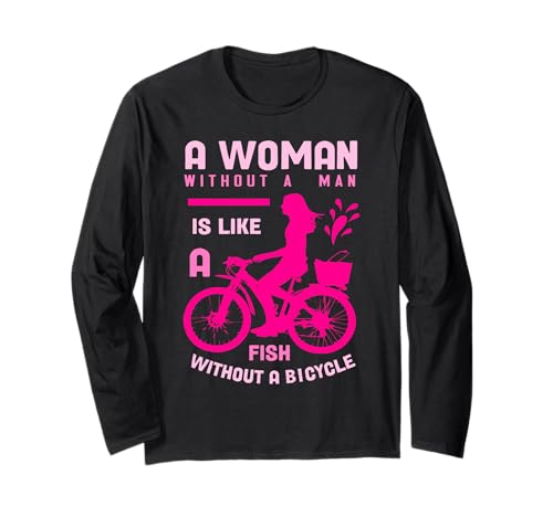 rosa Frau ohne Mann wie Fisch Fahrrad Feminist mädchen Power Langarmshirt rosa Frau ohne Mann wie Fisch Fahrrad Feminist mädchen Power Langarmshirt von Gossip Rag