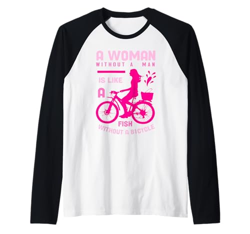 rosa Frau ohne Mann wie Fisch Fahrrad Feminist mädchen Power Raglan rosa Frau ohne Mann wie Fisch Fahrrad Feminist mädchen Power Raglan von Gossip Rag