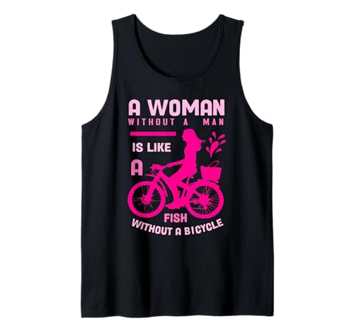 rosa Frau ohne Mann wie Fisch Fahrrad Feminist mädchen Power Tank Top rosa Frau ohne Mann wie Fisch Fahrrad Feminist mädchen Power Tank Top von Gossip Rag